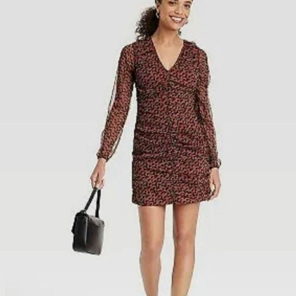 A New Day Geo Print Long Sleeve Dress Size XL NWT